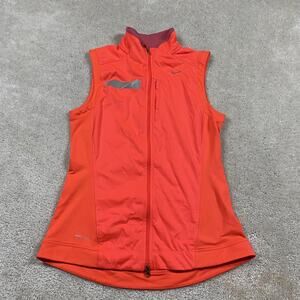 Nike Jacket Womens S Orange Dri-FIT Running Vest Reflective Lightweight